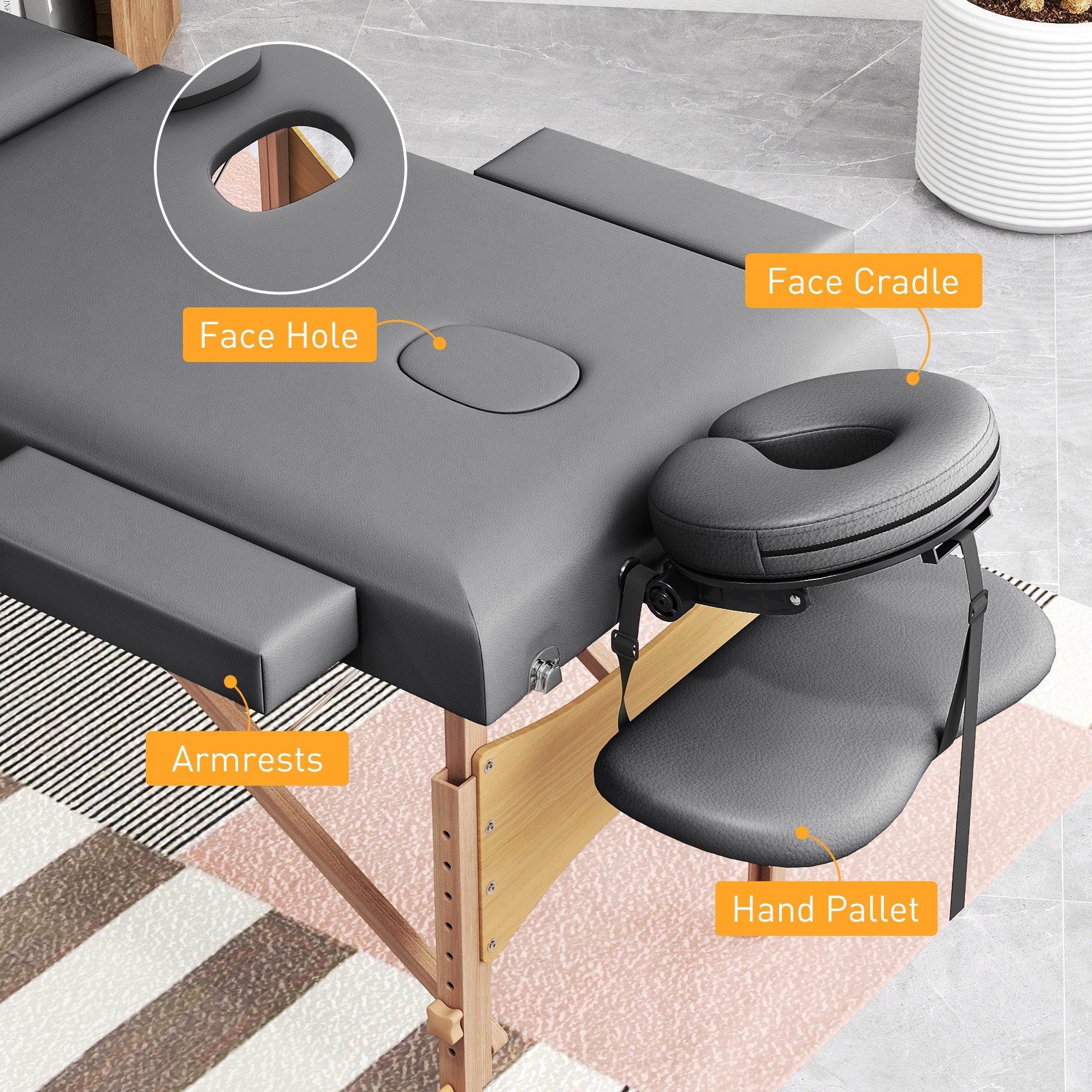 Portable Folding Massage Table - Grey HOMCOM
