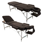 Portable Aluminium Massage Table with Lifting Backrest and Carrying Bag - Black Titbit