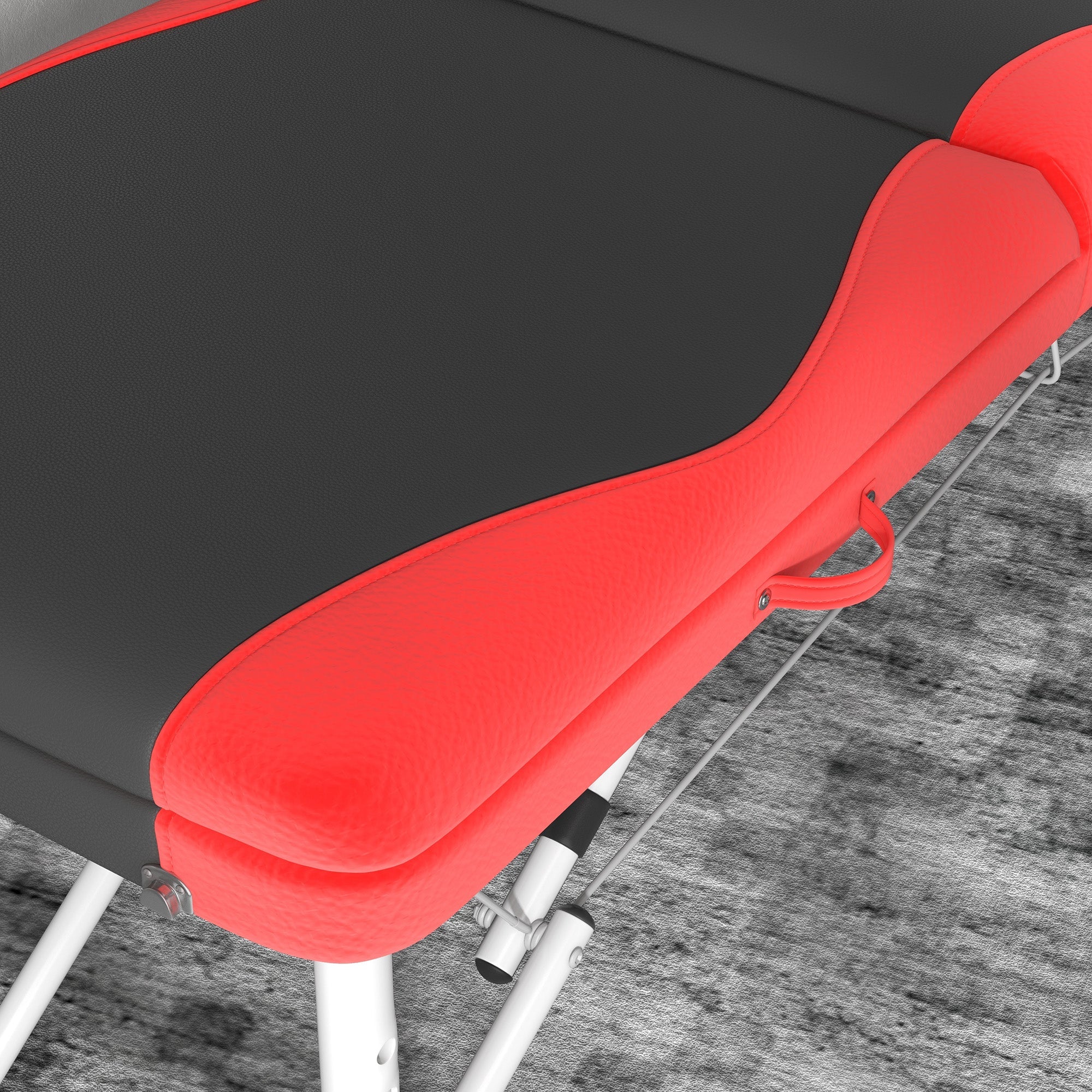 Extra Wide Foldable Portable Massage Table / Bed with Lifting Backrest - Black and Red HOMCOM