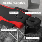 Extra Wide Foldable Portable Massage Table / Bed with Lifting Backrest - Black and Red HOMCOM