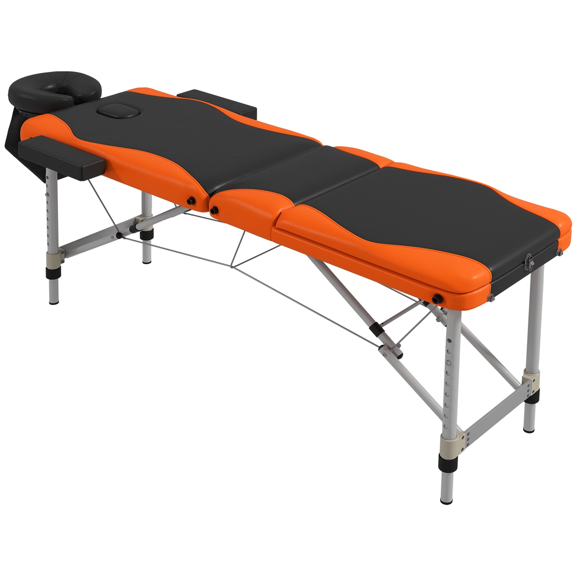 Foldable Portable Massage Table / Bed with Lifting Backrest -  Black and Orange HOMCOM