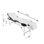 Portable Aluminium Massage Table with Lifting Backrest and Carrying Bag - White Titbit