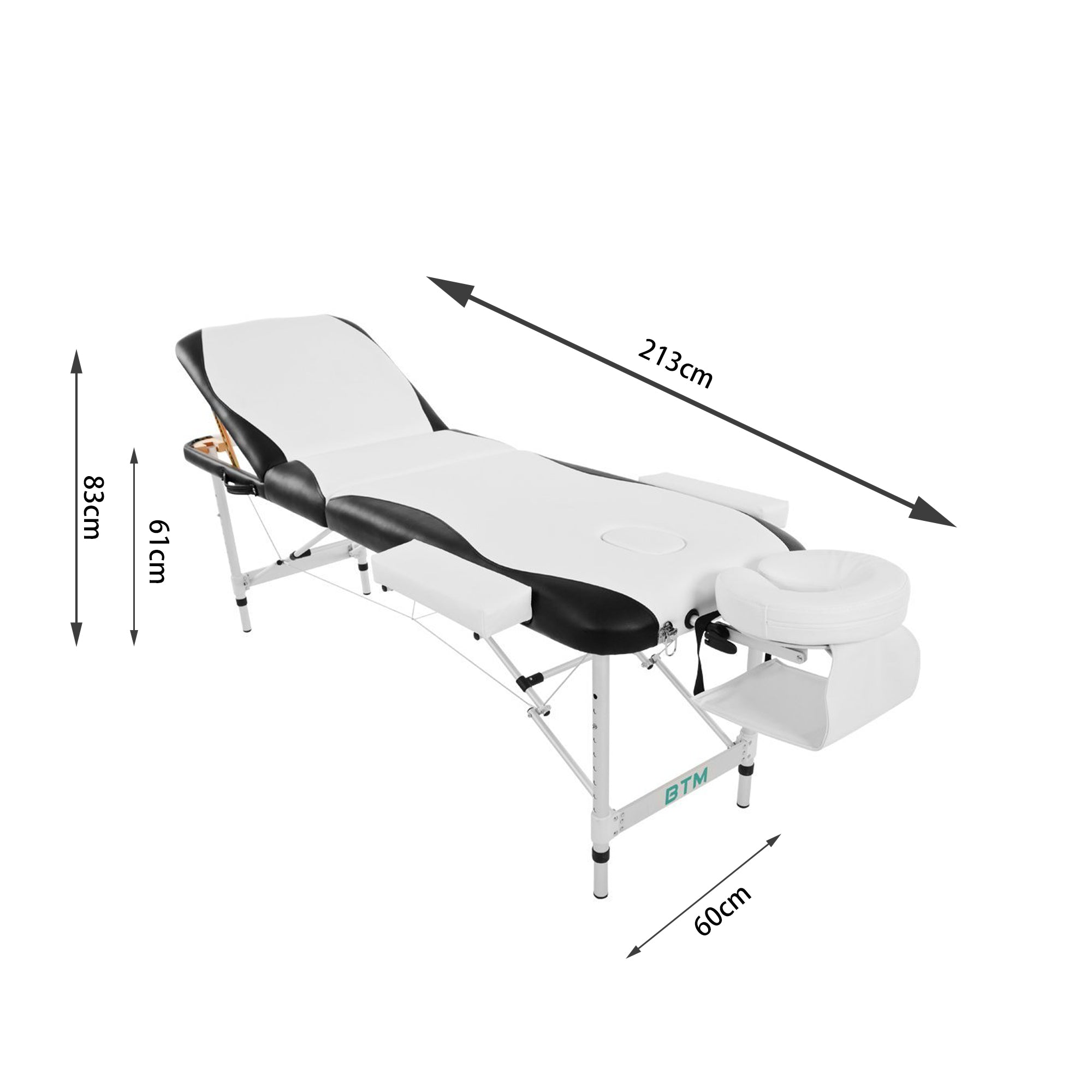Portable Aluminium Massage Table with Lifting Backrest and Carrying Bag - White Titbit