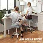 Faux Leather Padded Salon Stool - Grey HOMCOM