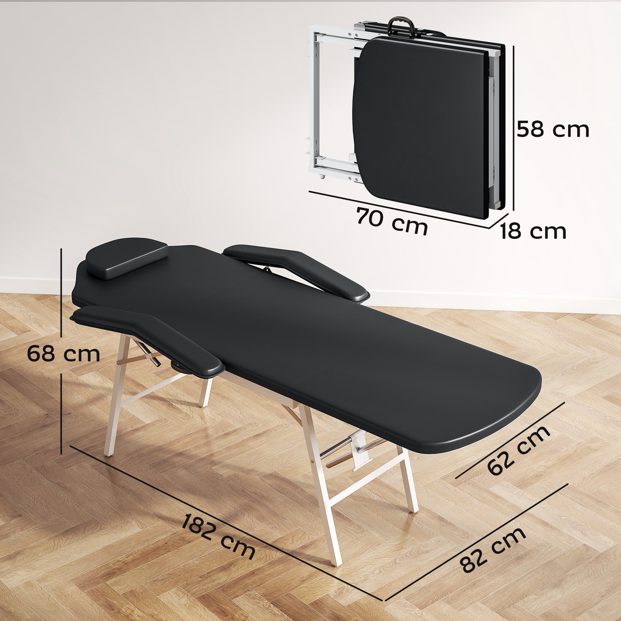 Portable Massage Table or Beauty Chair - Black HOMCOM
