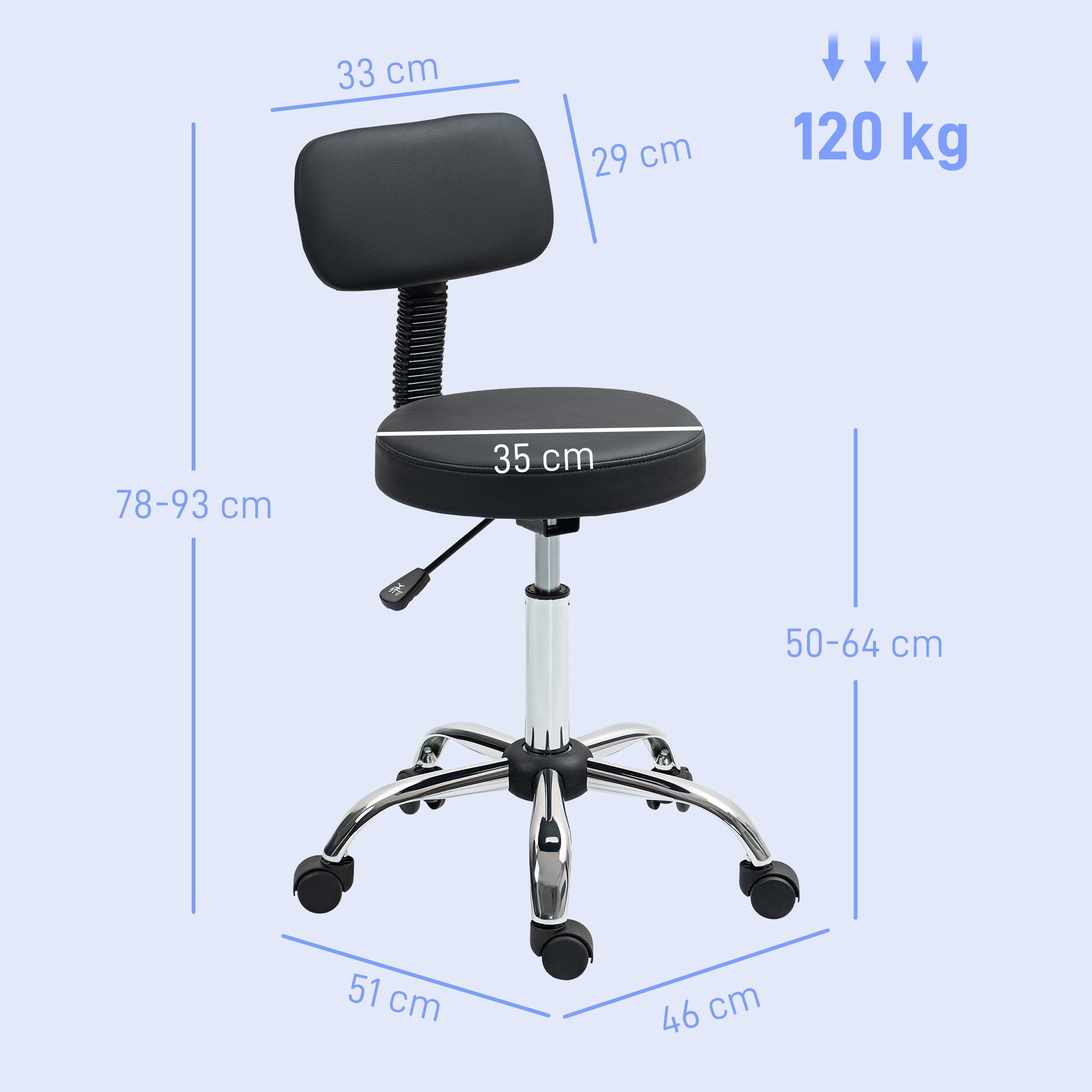 Swivel Seat Salon Stool - Black HOMCOM