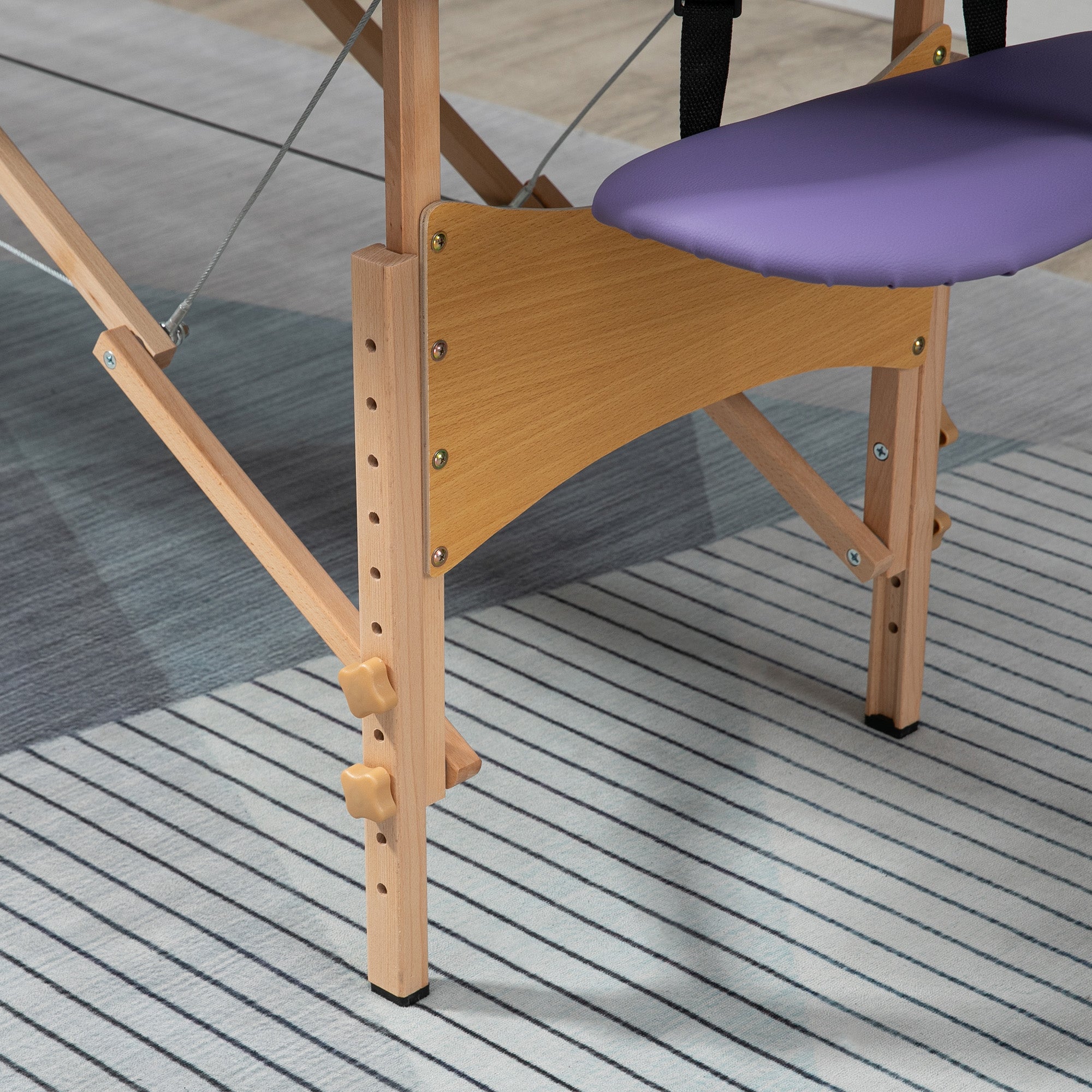 Folding Portable Massage Table / Bed with Wooden Frame - Purple HOMCOM