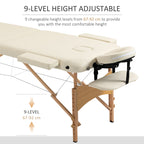 Portable Massage Table / Bed with Wooden Frame - Cream HOMCOM