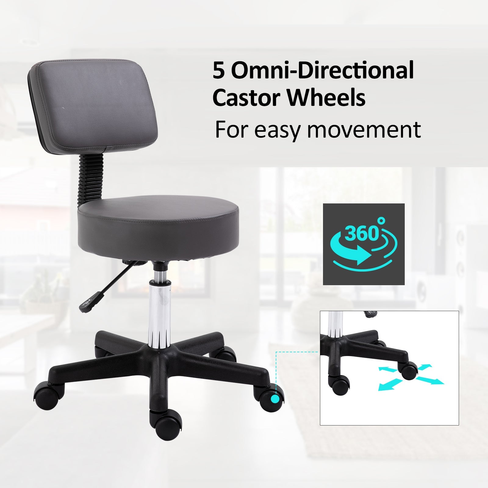 Beautician's Swivel Salon Chair - Grey HOMCOM