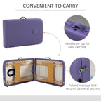 Folding Portable Massage Table / Bed with Wooden Frame - Purple HOMCOM