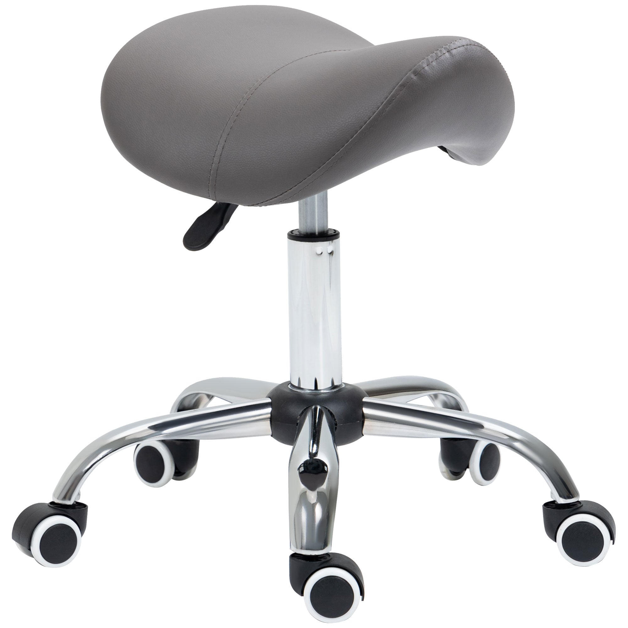 Cosmetic Saddle Stool with 360° Rotate - Grey HOMCOM