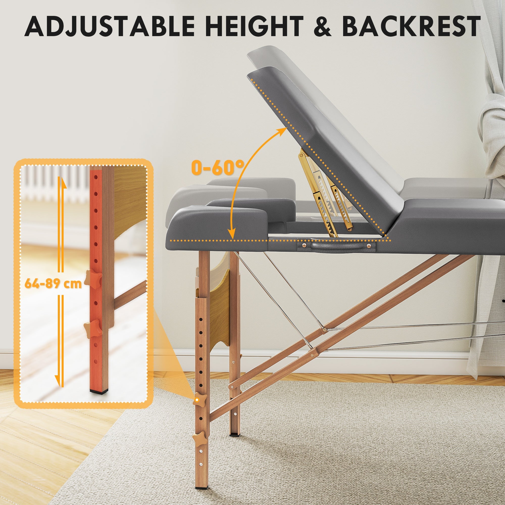 Portable Folding Massage Table - Grey HOMCOM