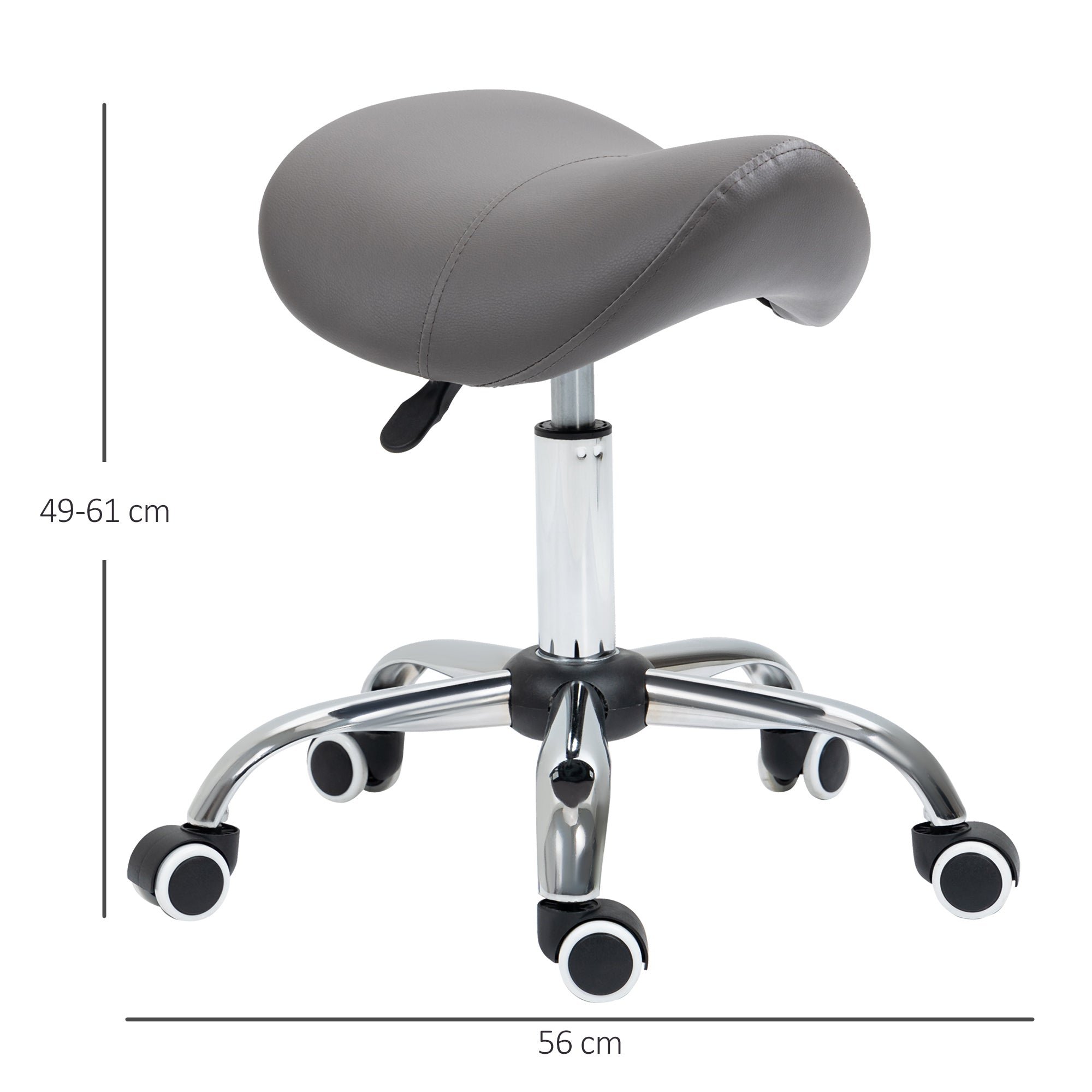 Cosmetic Saddle Stool with 360° Rotate - Grey HOMCOM