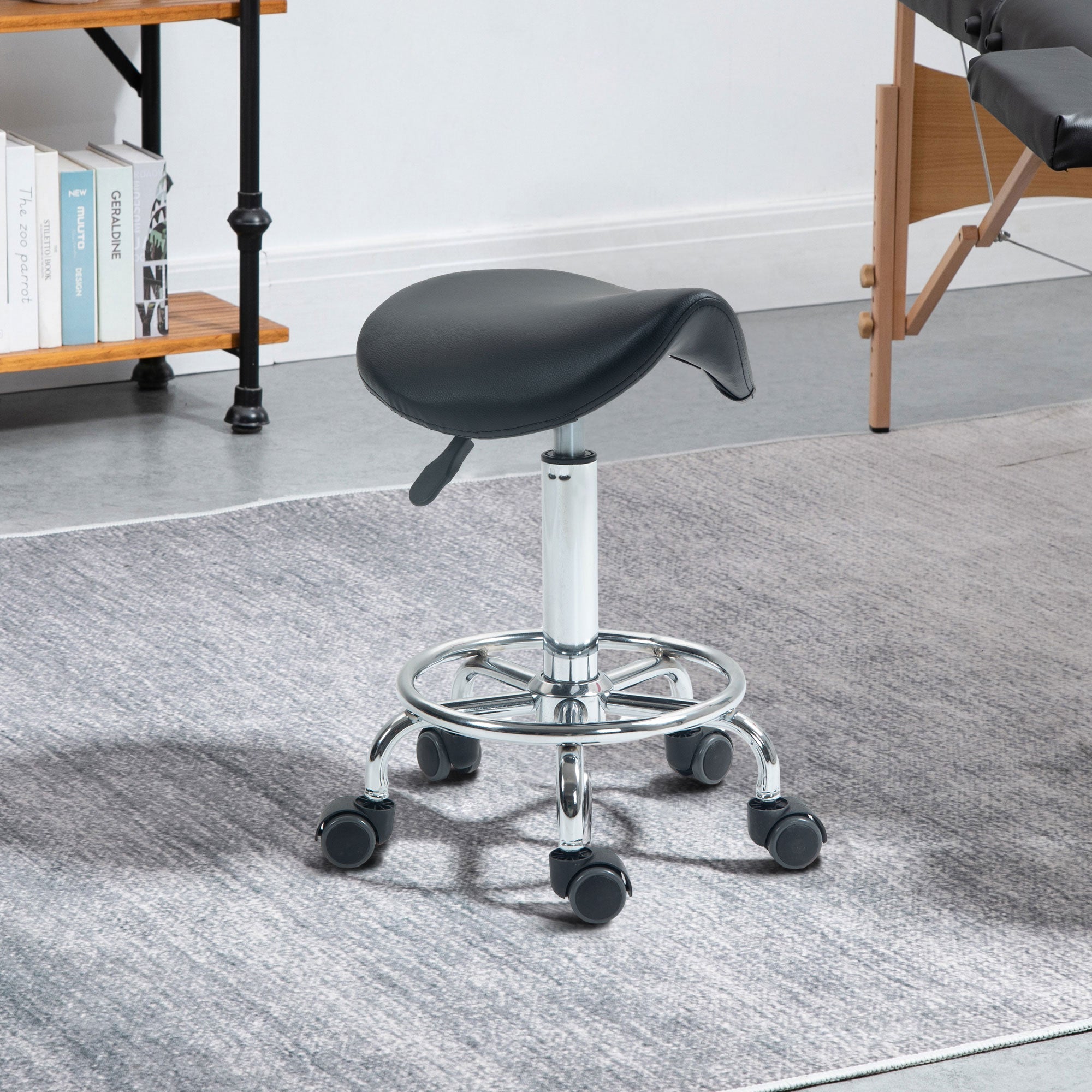 Salon Saddle Stool - Black HOMCOM
