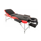 Portable Aluminium Massage Table with Lifting Backrest and Carrying Bag - Black and Red Titbit