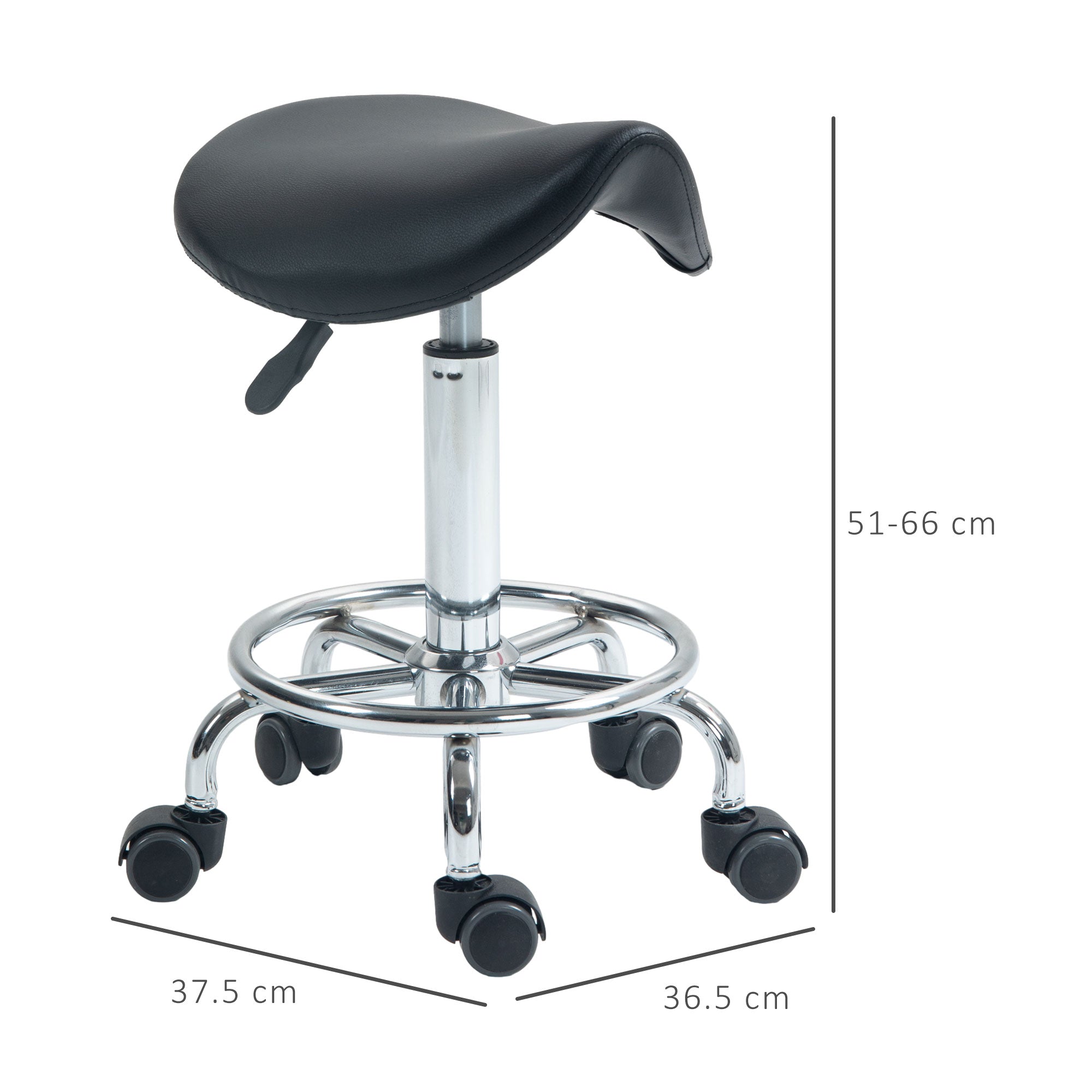 Salon Saddle Stool - Black HOMCOM