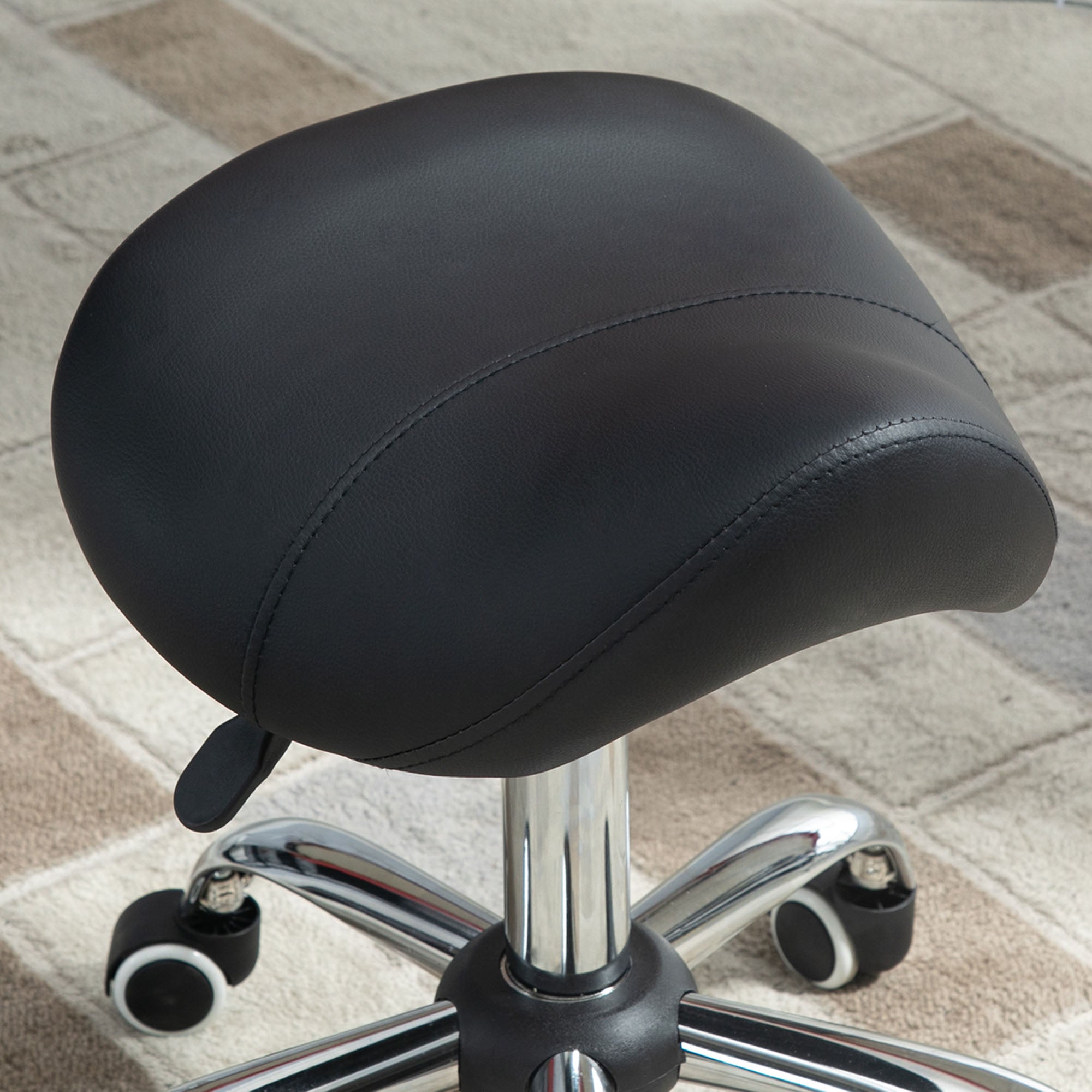 Cosmetic Saddle Stool with 360° Rotate  - Black HOMCOM