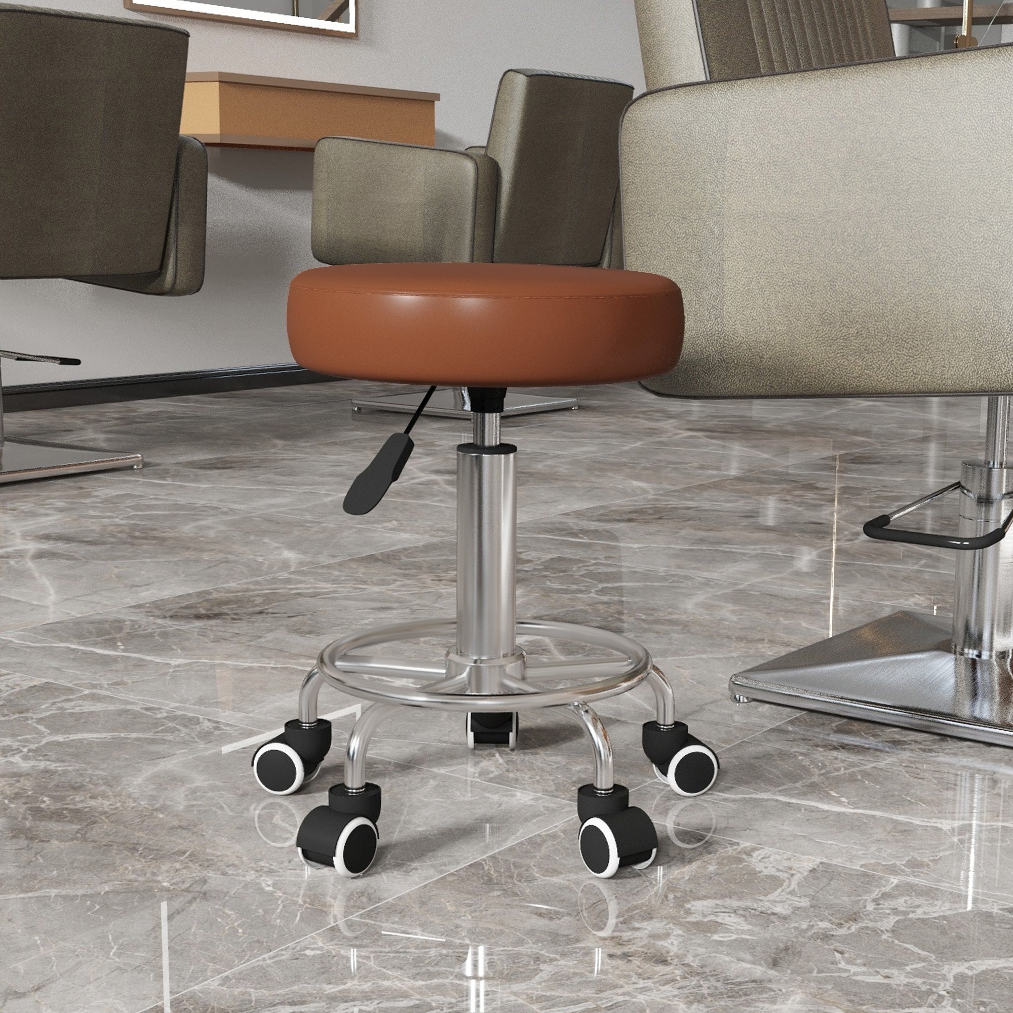 Rolling Stool for Salon, Massage, Spa - Brown / Tan Vinsetto