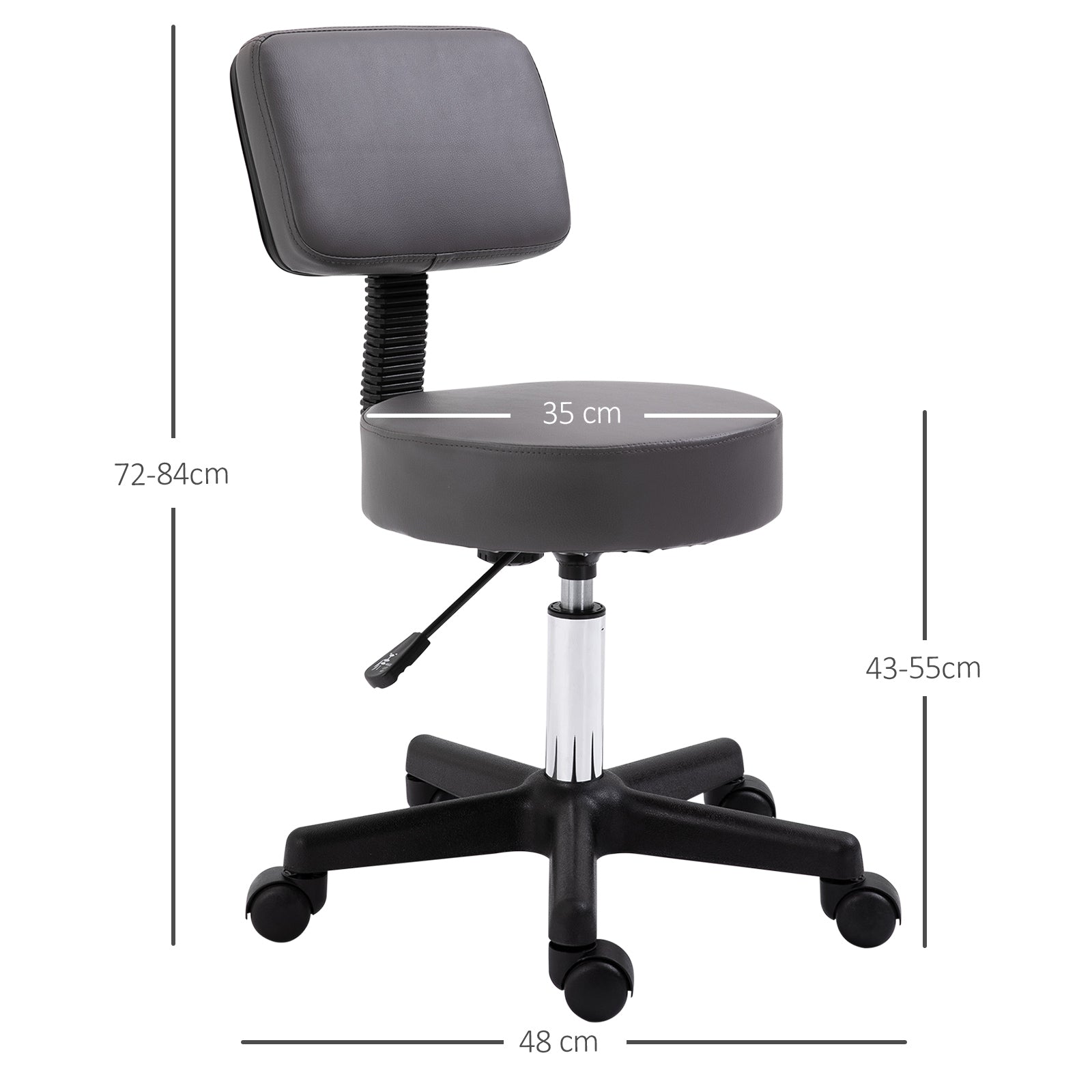 Beautician's Swivel Salon Chair - Grey HOMCOM