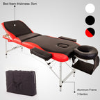 Portable Aluminium Massage Table with Lifting Backrest and Carrying Bag - Black and Red Titbit