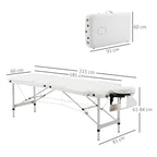 Portable Foldable Massage Table / Bed with Lifting Backrest and Carry Bag - 81 cm Width - White HOMCOM