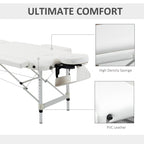 Portable Foldable Massage Table / Bed with Lifting Backrest and Carry Bag - 81 cm Width - White HOMCOM