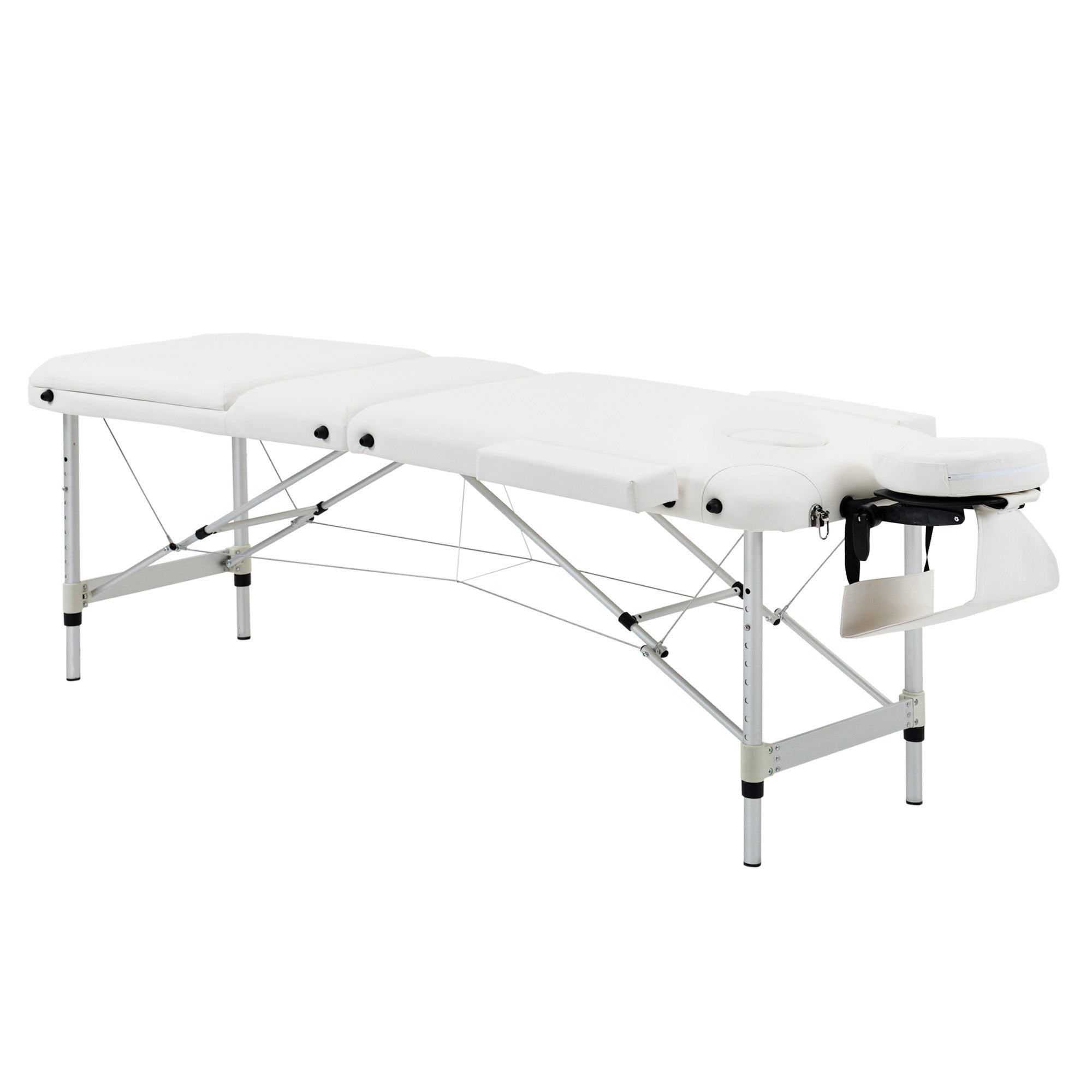 Portable Foldable Massage Table / Bed with Lifting Backrest and Carry Bag - 81 cm Width - White HOMCOM