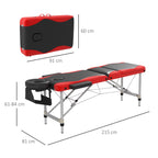 Extra Wide Foldable Portable Massage Table / Bed with Lifting Backrest - Black and Red HOMCOM
