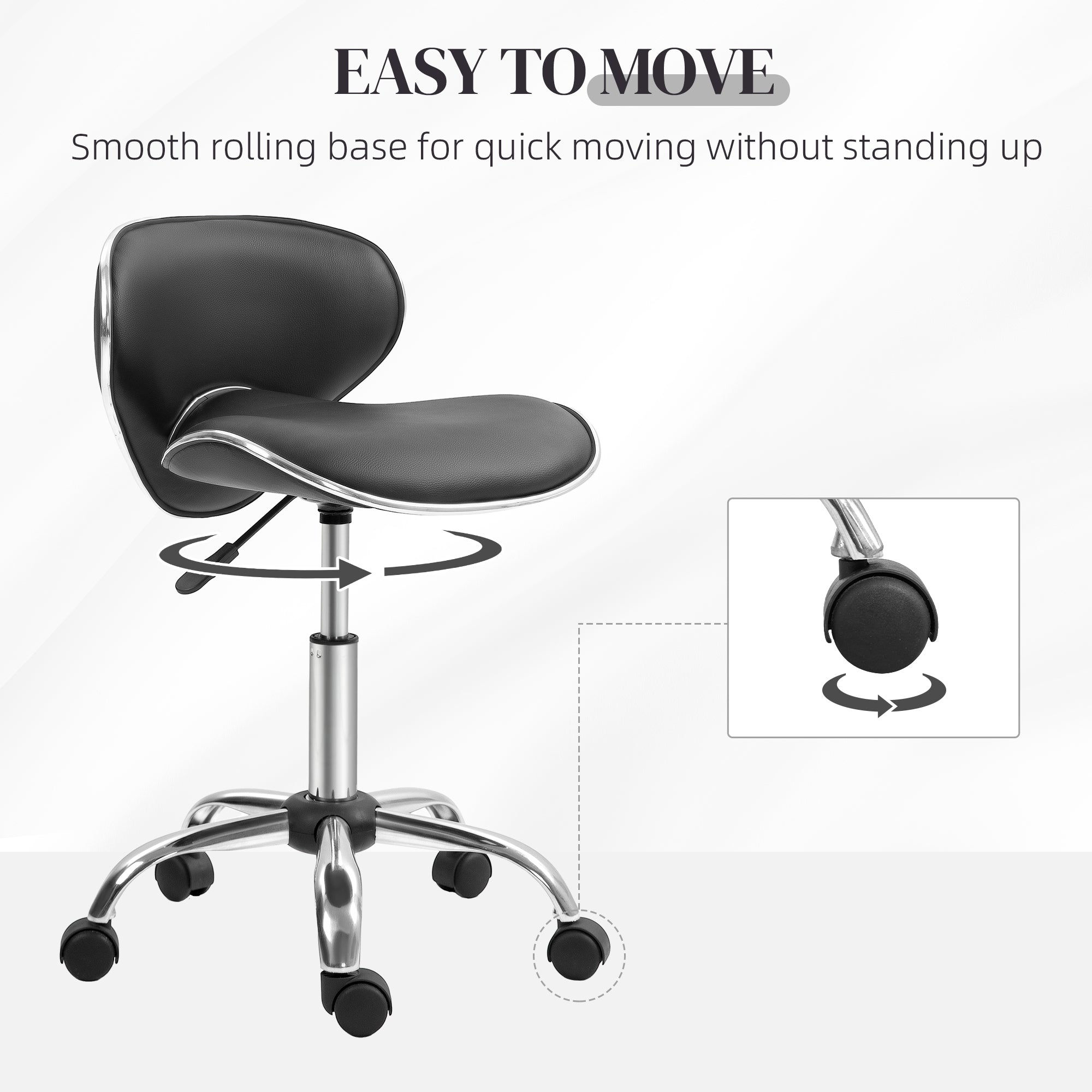 Rolling Swivel Beauty Salon Chair - Black HOMCOM