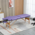 Folding Portable Massage Table / Bed with Wooden Frame - Purple HOMCOM