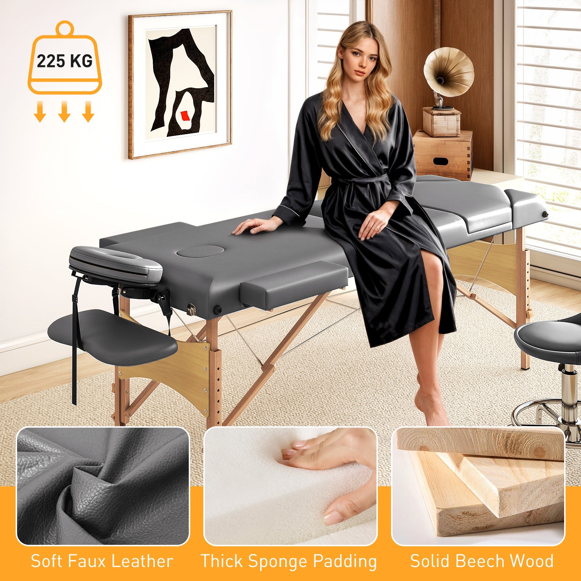 Portable Folding Massage Table - Grey HOMCOM