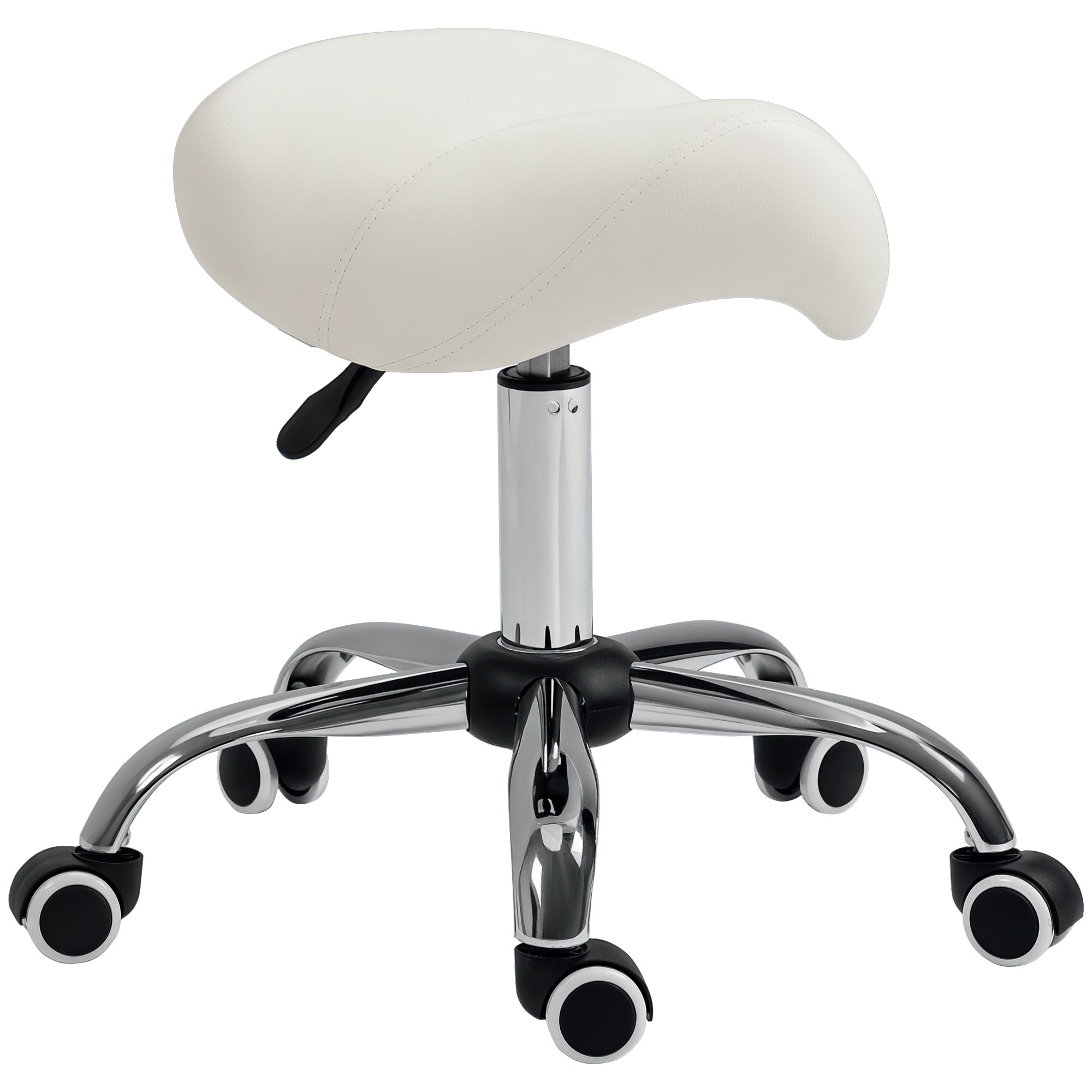 Cosmetic Saddle Stool with 360° Rotate - White HOMCOM