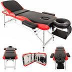 Portable Aluminium Massage Table with Lifting Backrest and Carrying Bag - Black and Red Titbit