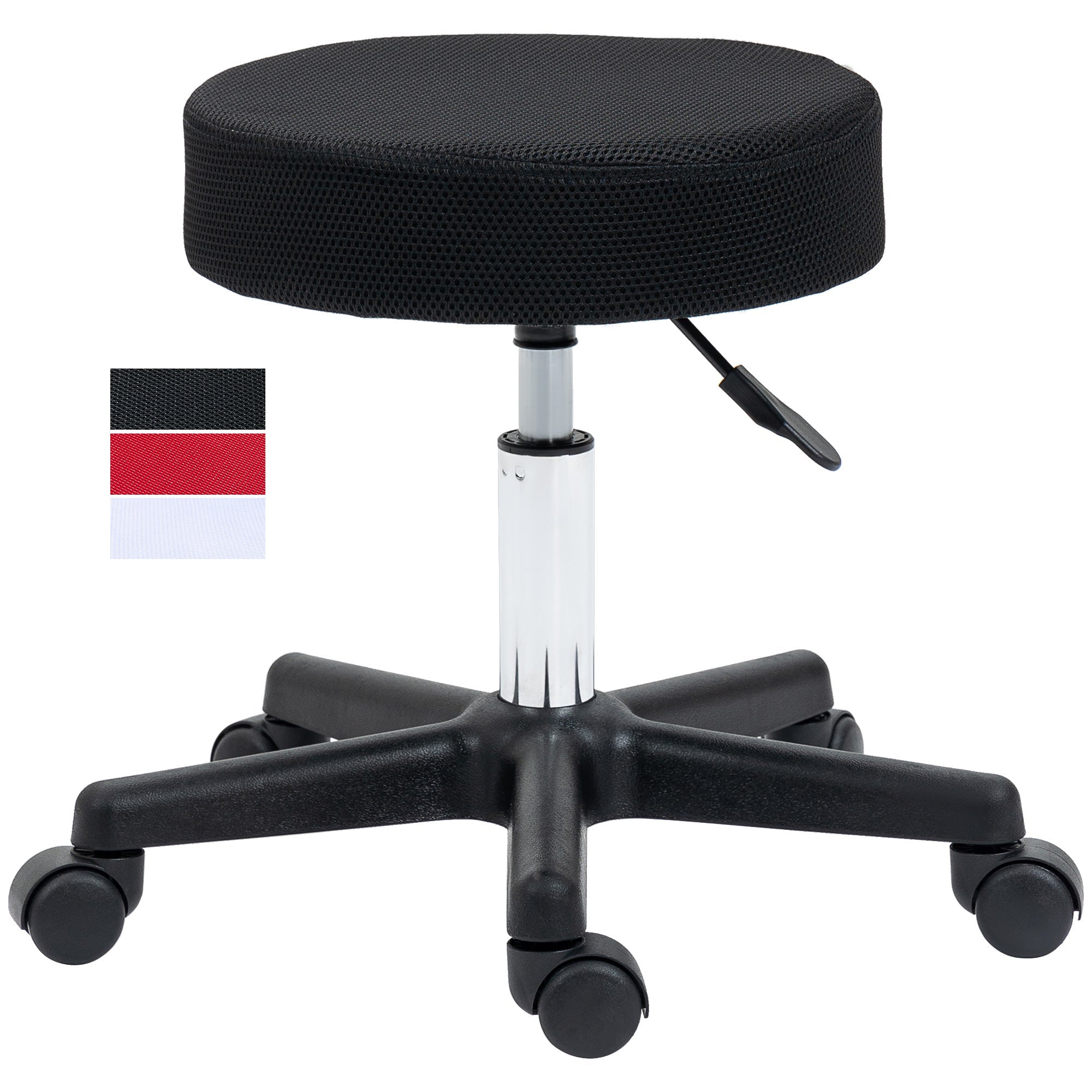 Hydraulic Swivel Salon Spa Stool with 3 Changeable Seat Covers - Black / Red / Mesh HOMCOM