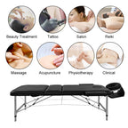 Portable Aluminium Massage Table with Lifting Backrest and Carrying Bag - Black Titbit