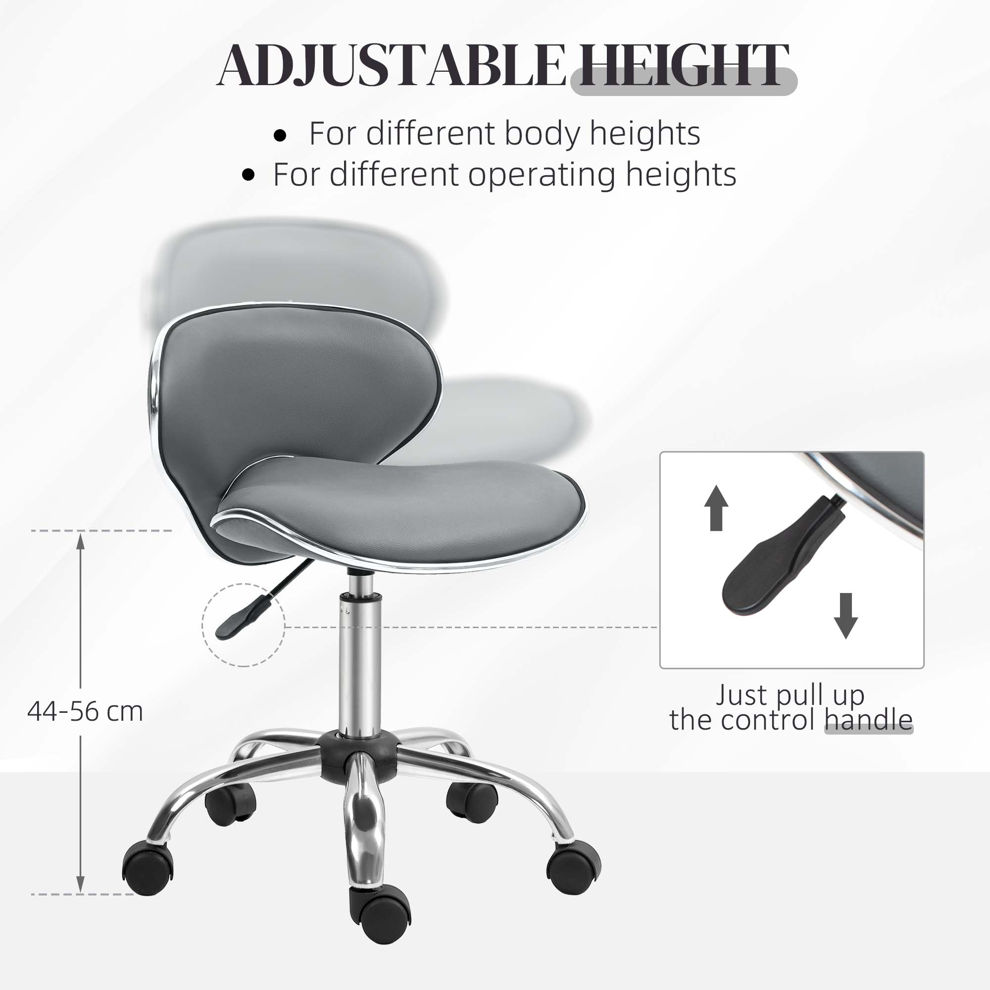 Rolling Swivel Beauty Salon Chair - Grey HOMCOM