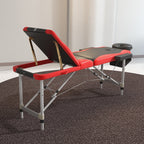 Extra Wide Foldable Portable Massage Table / Bed with Lifting Backrest - Black and Red HOMCOM