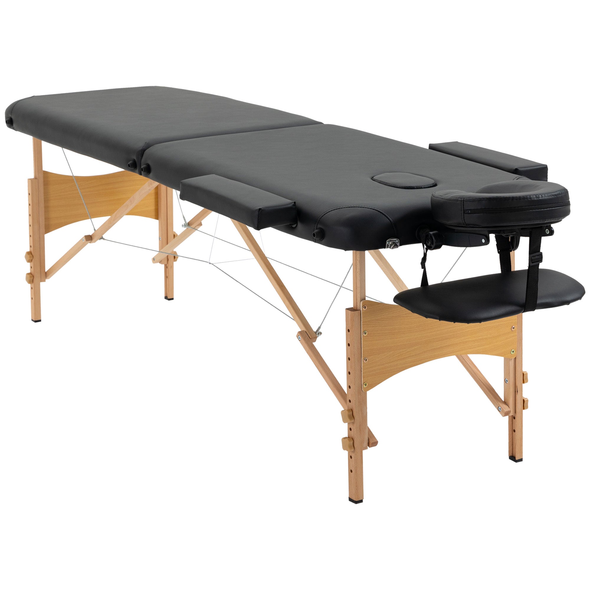 Folding Portable Massage Table / Bed with Wooden Frame - Black HOMCOM