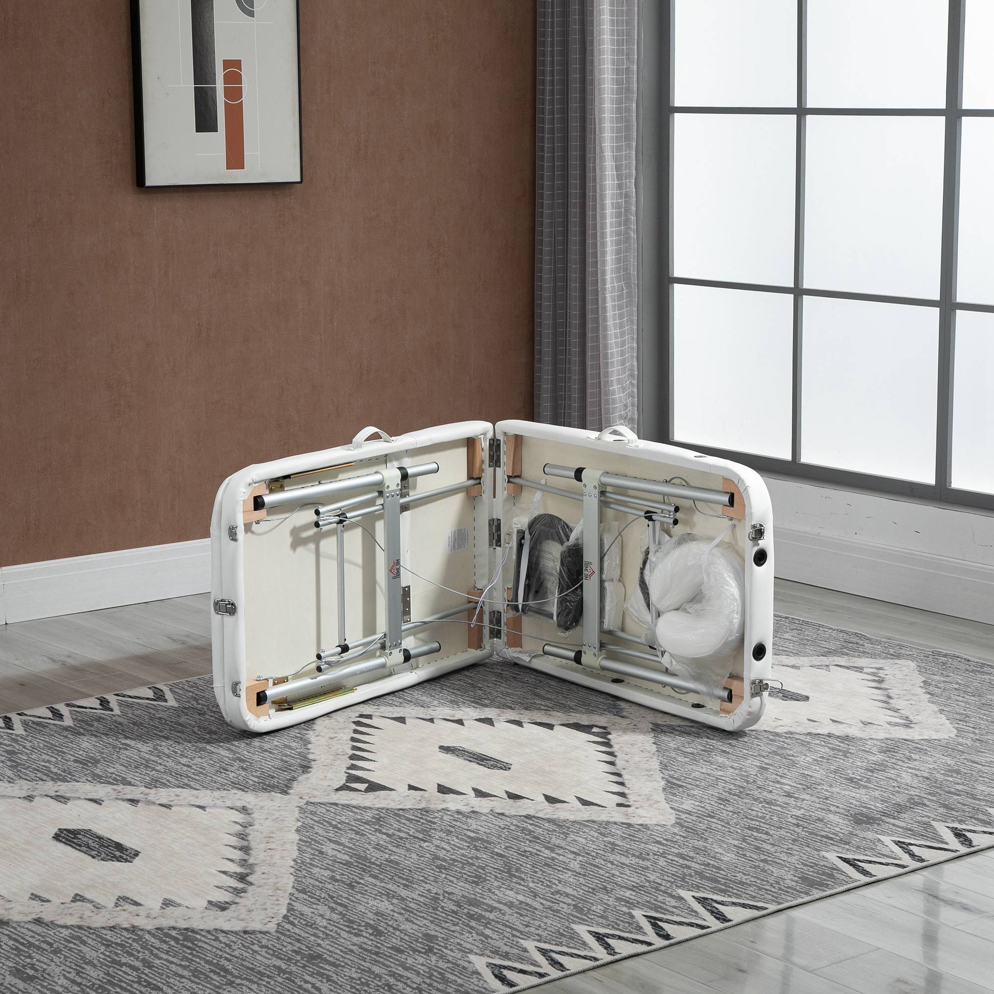 Portable Foldable Massage Table / Bed with Lifting Backrest and Carry Bag - 81 cm Width - White HOMCOM