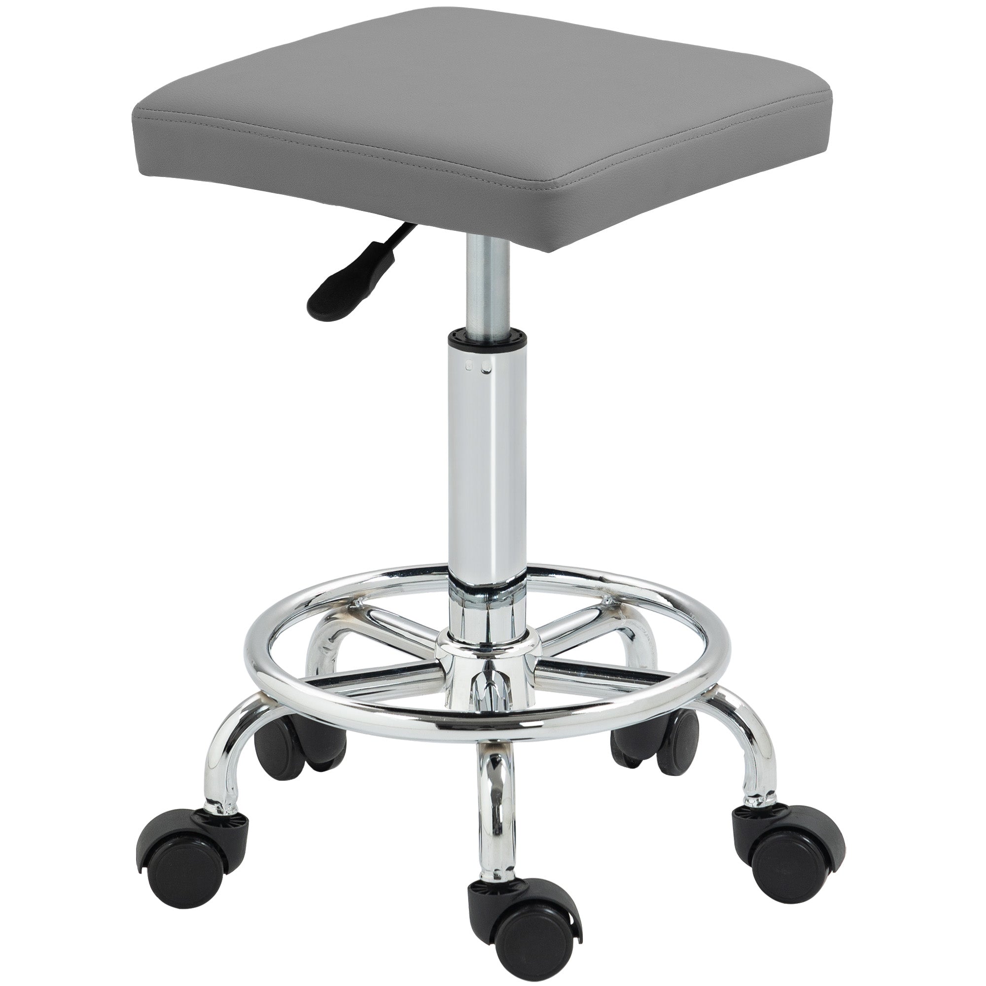 Faux Leather Padded Salon Stool - Grey HOMCOM