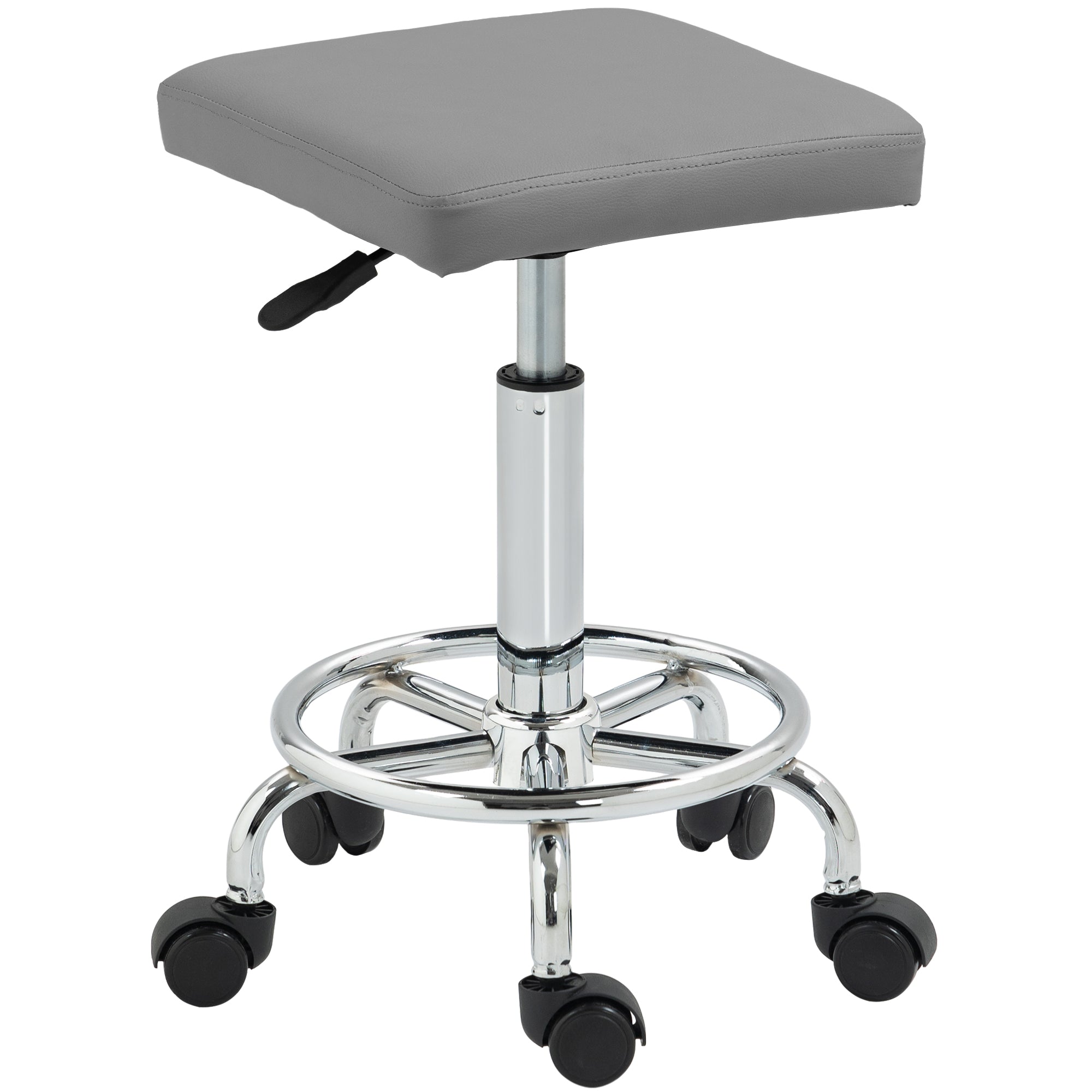 Faux Leather Padded Salon Stool - Grey HOMCOM