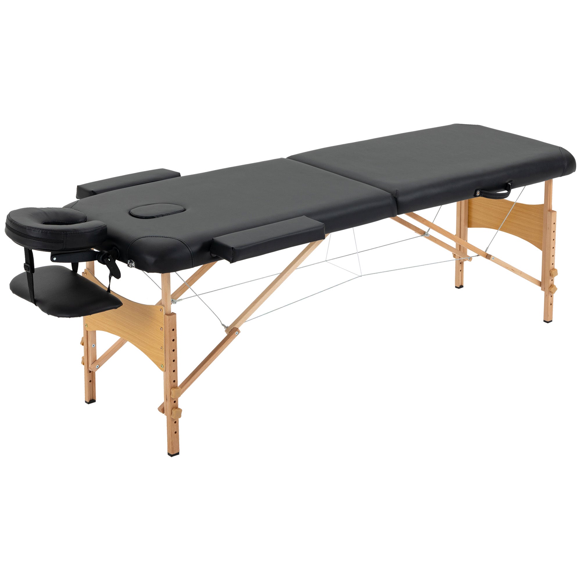 Folding Portable Massage Table / Bed with Wooden Frame - Black HOMCOM