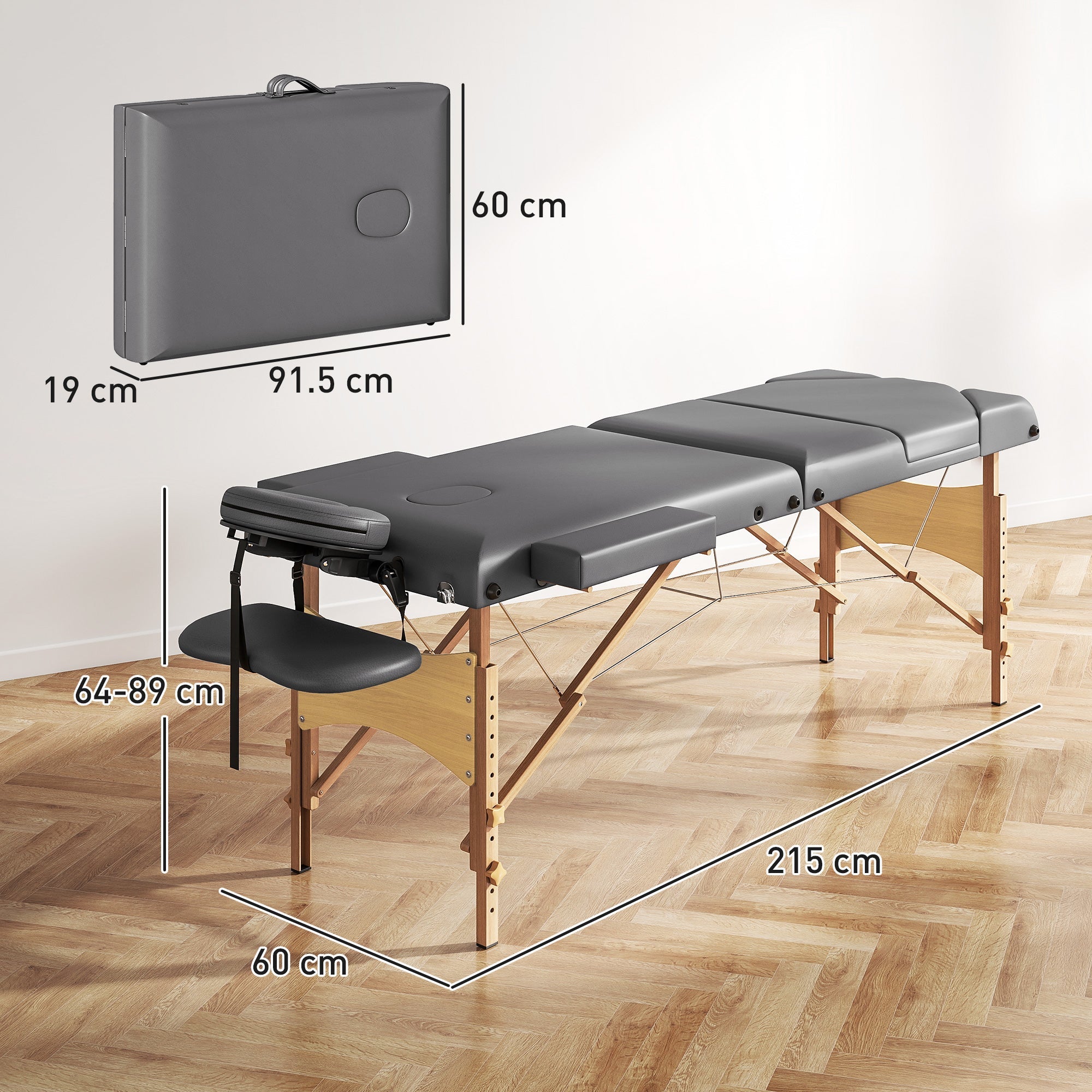 Portable Folding Massage Table - Grey HOMCOM