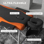Foldable Portable Massage Table / Bed with Lifting Backrest -  Black and Orange HOMCOM
