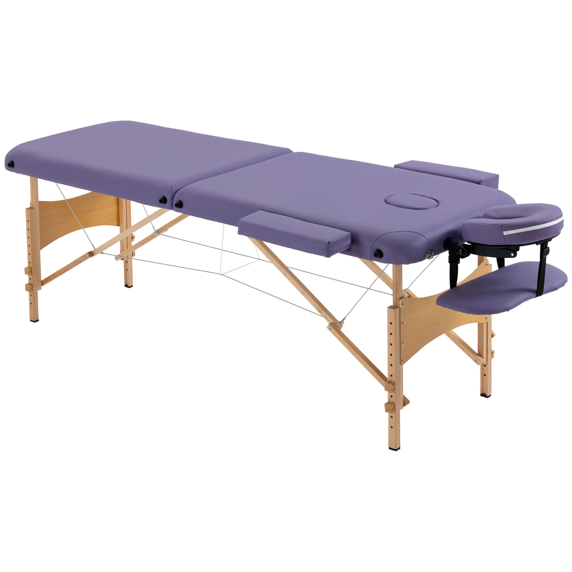 Folding Portable Massage Table / Bed with Wooden Frame - Purple HOMCOM
