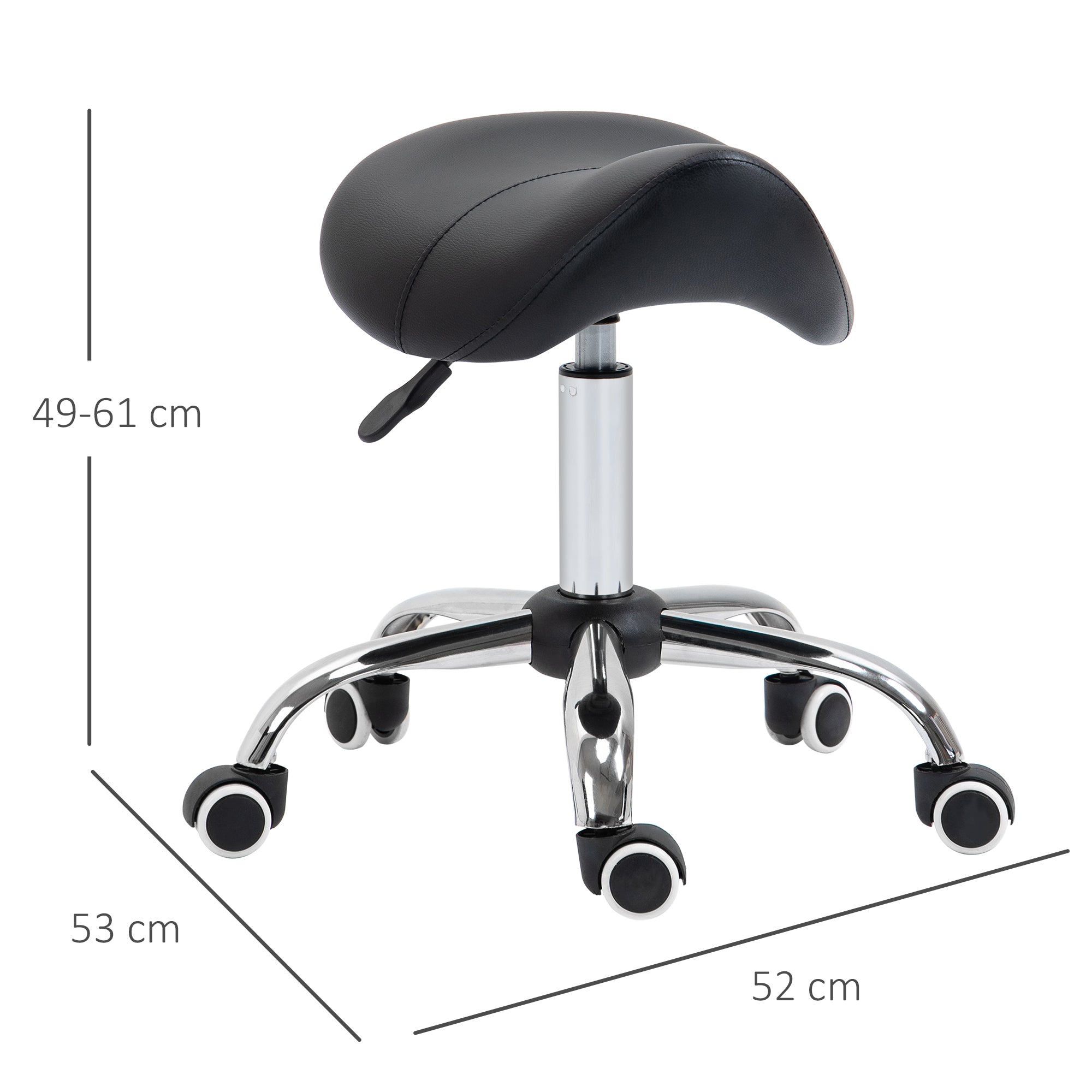 Cosmetic Saddle Stool with 360° Rotate  - Black HOMCOM