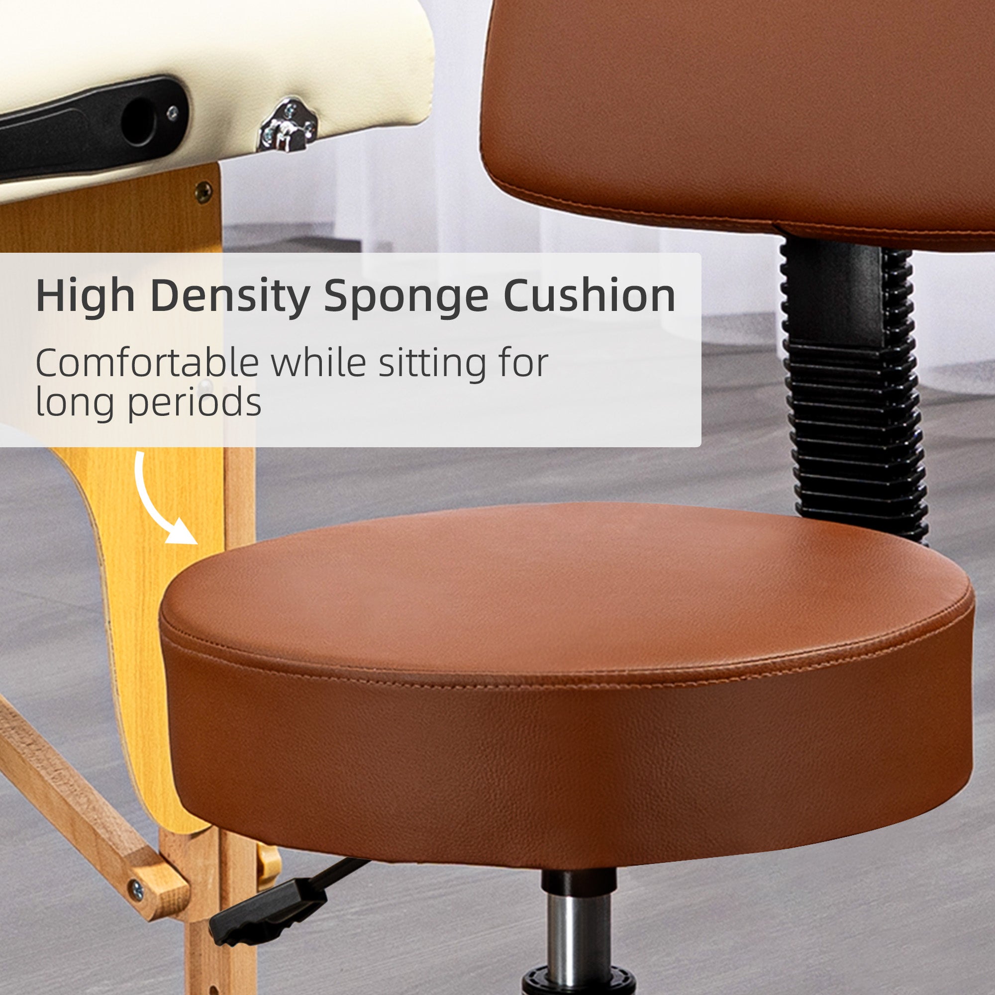 Beautician's Swivel Salon Chair - Brown / Tan HOMCOM